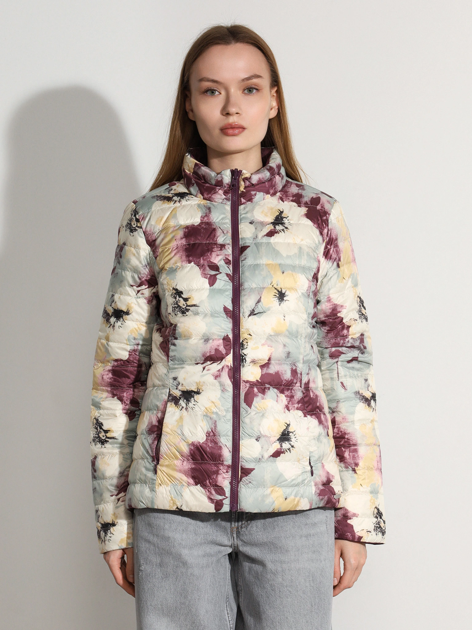 Куртка двухсторонняя фиолетового цвета с цветочным принтом